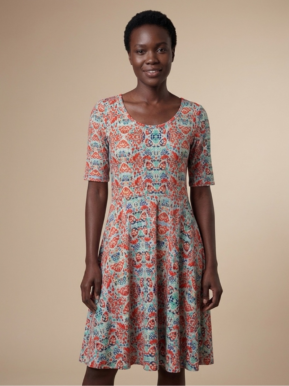NWT 3XL Swing dress, light blue and red Nicole LuLaRoe summer dress